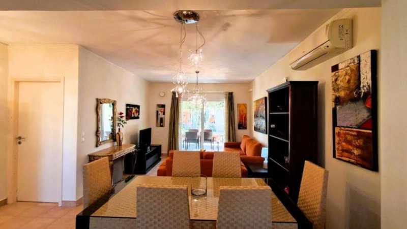 Maleme MIT VIDEO: Kreta, Maleme: Erdgeschoss-Apartment mit 2 Schlafzimmern, Garten und Gemeinschaftspool, nur wenige Schritte vom